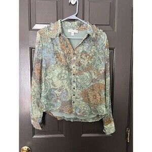 Coldwater Creek Women’s PS Paisley Blouse Grandmacore Garden Wedding